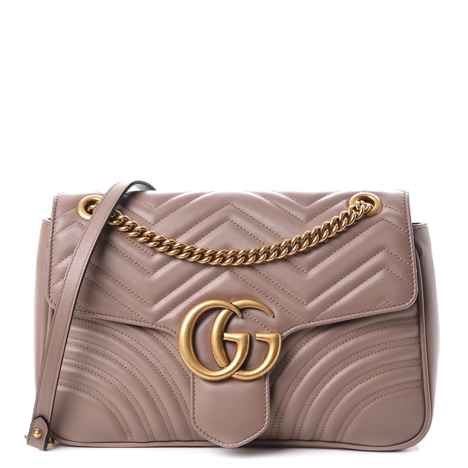Gucci Calfskin Matelasse Medium GG Marmont Shoulder Bag Porcelain Rose 1 of 8