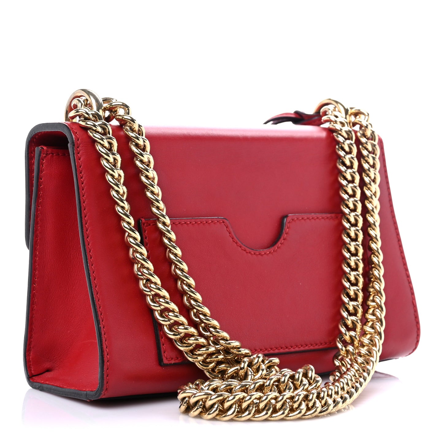 Calfskin Small Padlock Shoulder Bag Hibiscus Red