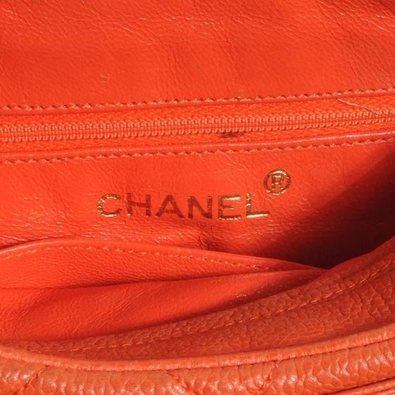 Caviar Quilted Camera Case Orange