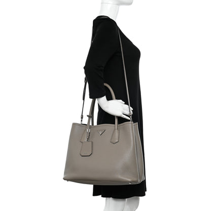 Prada Vitello Daino Shopping Tote Black Argilla 2 of 15