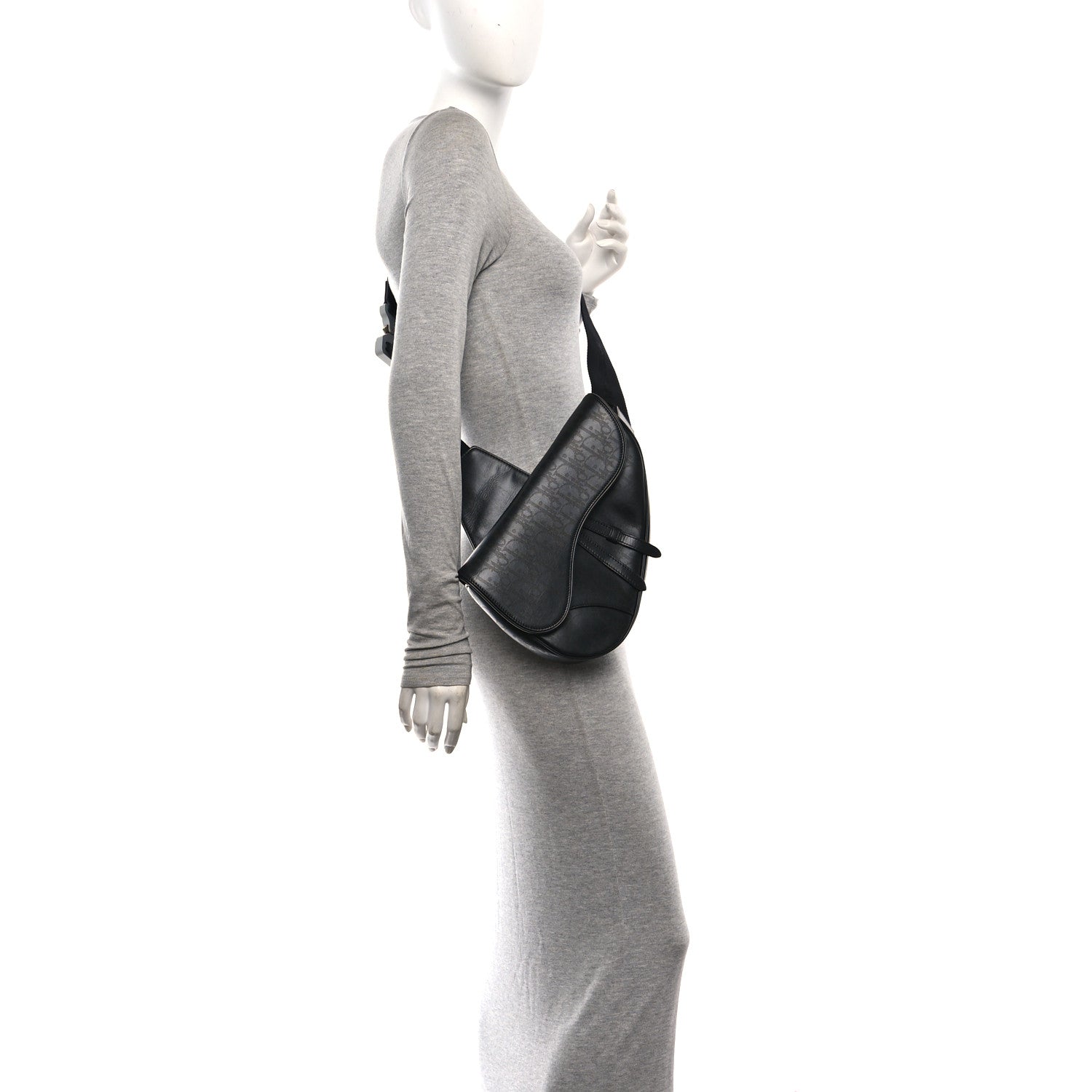Christian Dior Calfskin Perforated Oblique Galaxy Mens Saddle Bag Black 2 of 11