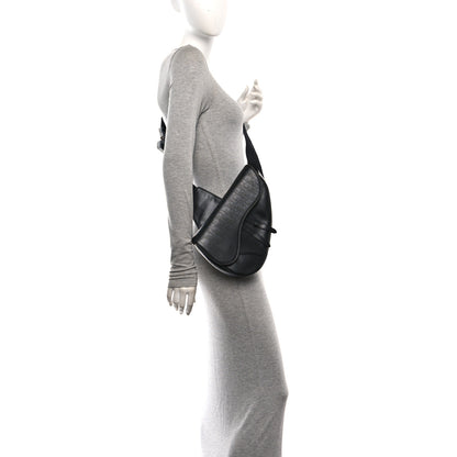 Christian Dior Calfskin Perforated Oblique Galaxy Mens Saddle Bag Black 2 of 11