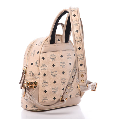 MCM Visetos Side Stud Mini Stark Backpack Beige 2 of 9