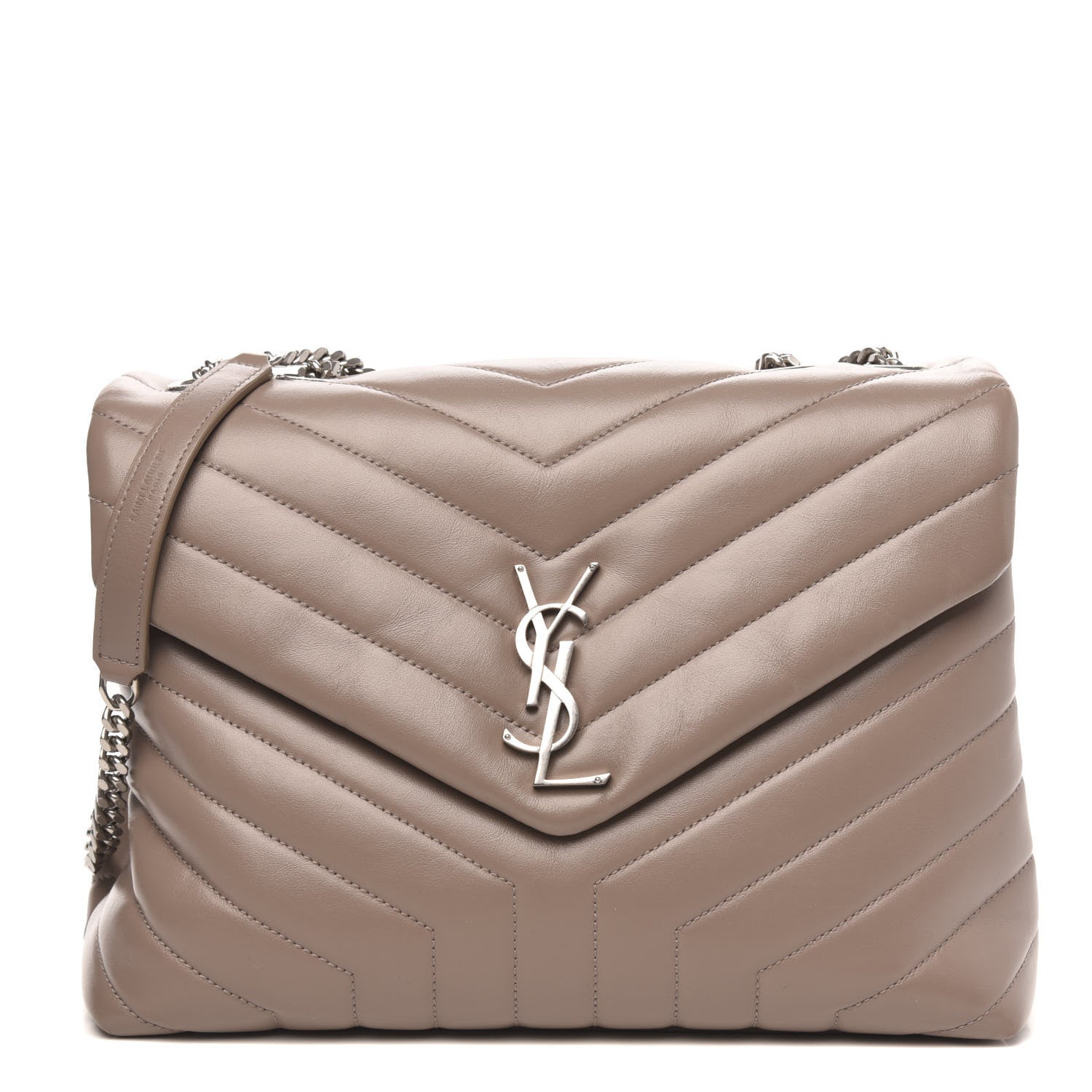Saint Laurent Calfskin Y Quilted Monogram Medium Loulou Chain Satchel Dark Beige 1 of 9