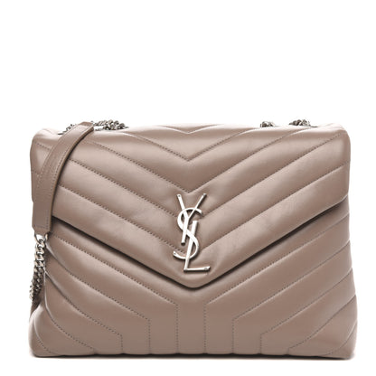 Saint Laurent Calfskin Y Quilted Monogram Medium Loulou Chain Satchel Dark Beige 1 of 9