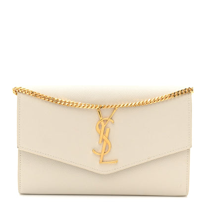 Saint Laurent Grain De Poudre Monogram Uptown Chain Wallet Crema Soft 1 of 11