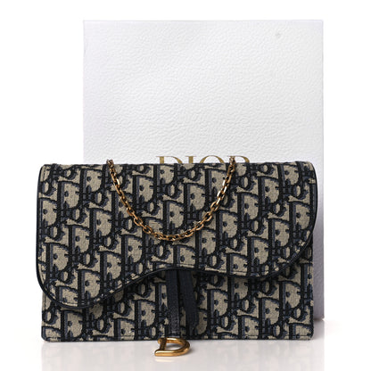 Christian Dior Oblique Saddle Chain Pouch Blue 9 of 9