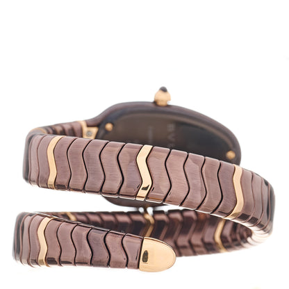 Bulgari 18K Rose Gold Ceramic Diamond Bezel 35mm Serpenti Tubogas Quartz Watch Brown 2 of 4