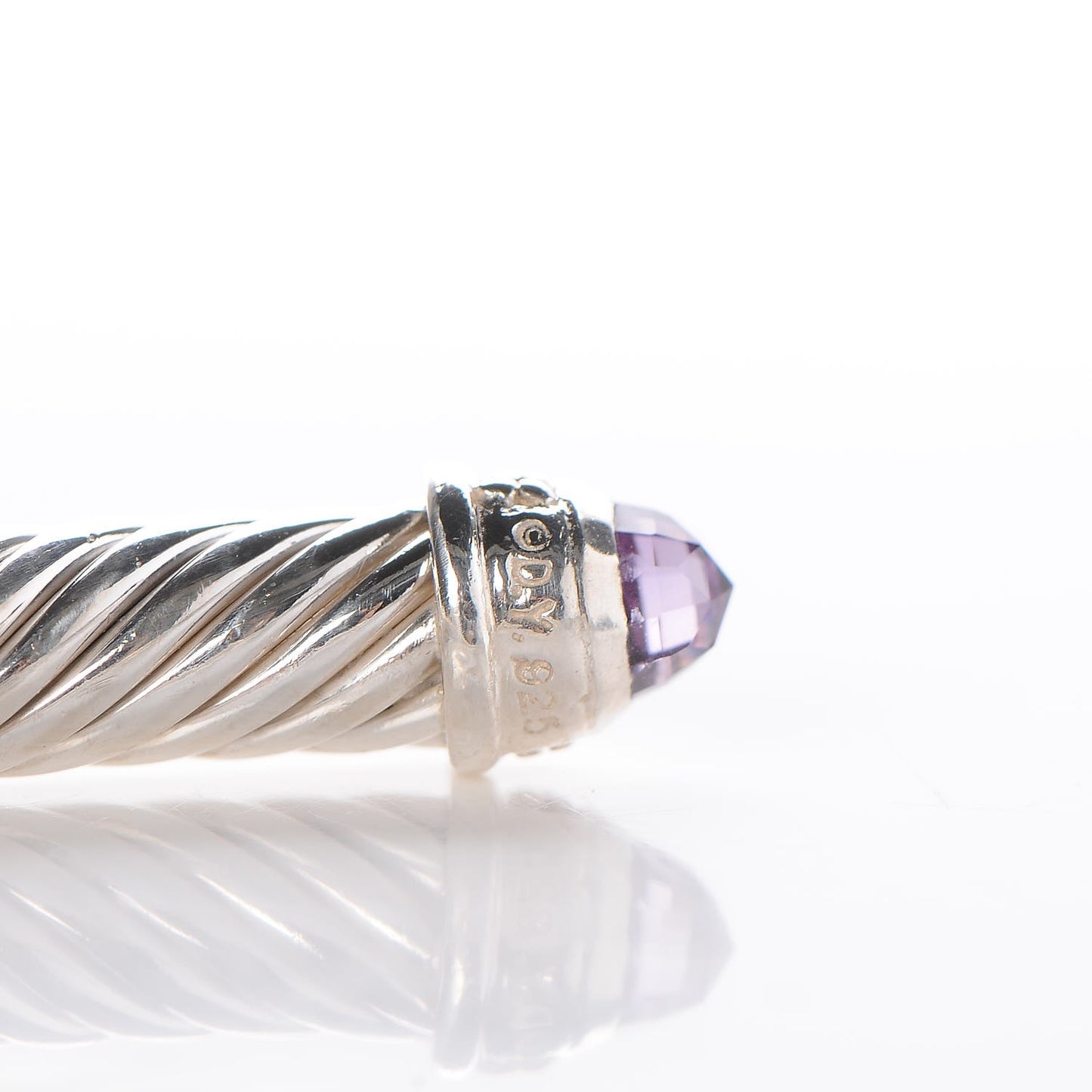 Sterling Silver Diamond Amethyst 5mm Cable Classics Bracelet