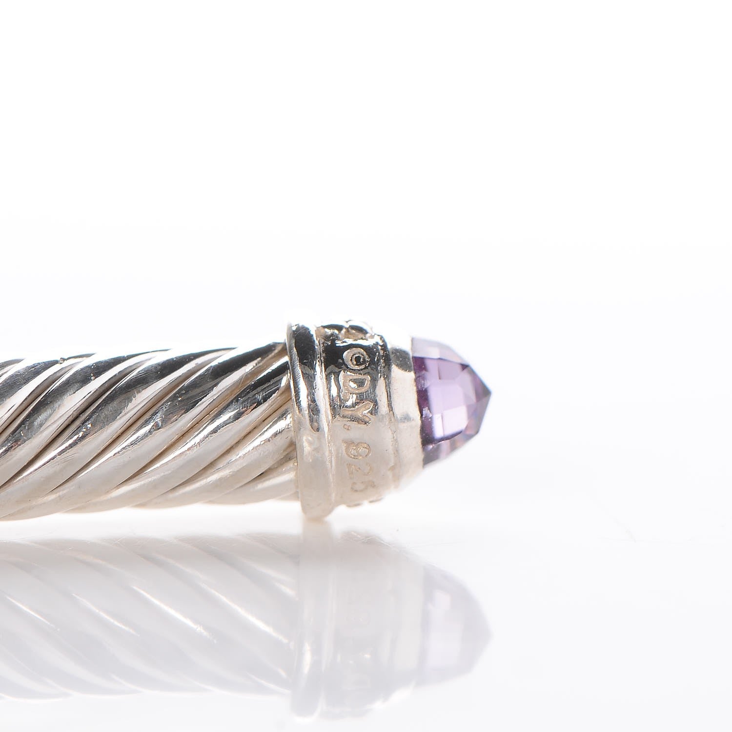David Yurman Sterling Silver Diamond Amethyst 5mm Cable Classics Bracelet 5 of 5