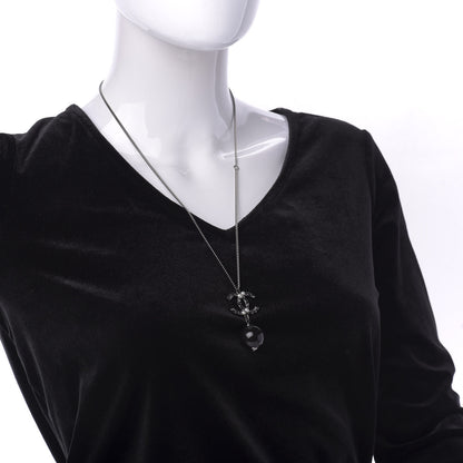 Chanel Ruthenium Pearl Bead CC Necklace Black 2 of 7