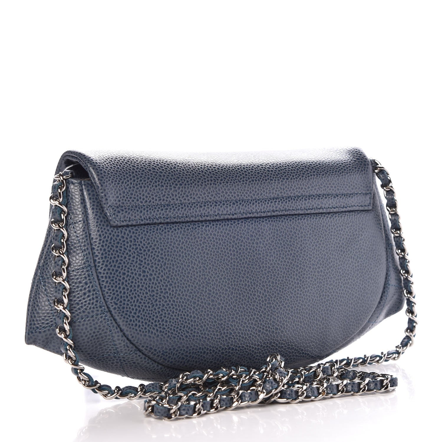 Chanel Caviar Half Moon Wallet On Chain WOC Blue 3 of 9
