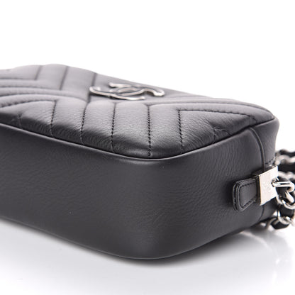 Chanel Calfskin Diagonal Chevron Quilted Tassel Camera Case Black 9 of 11