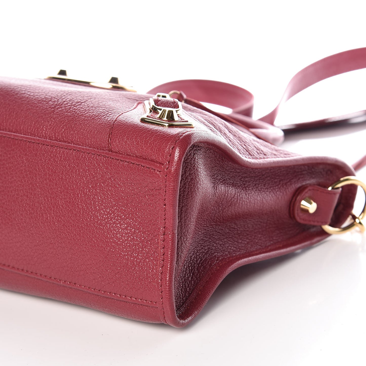 Chevre Gold Metallic Edge Hardware S City Rouge Grenat