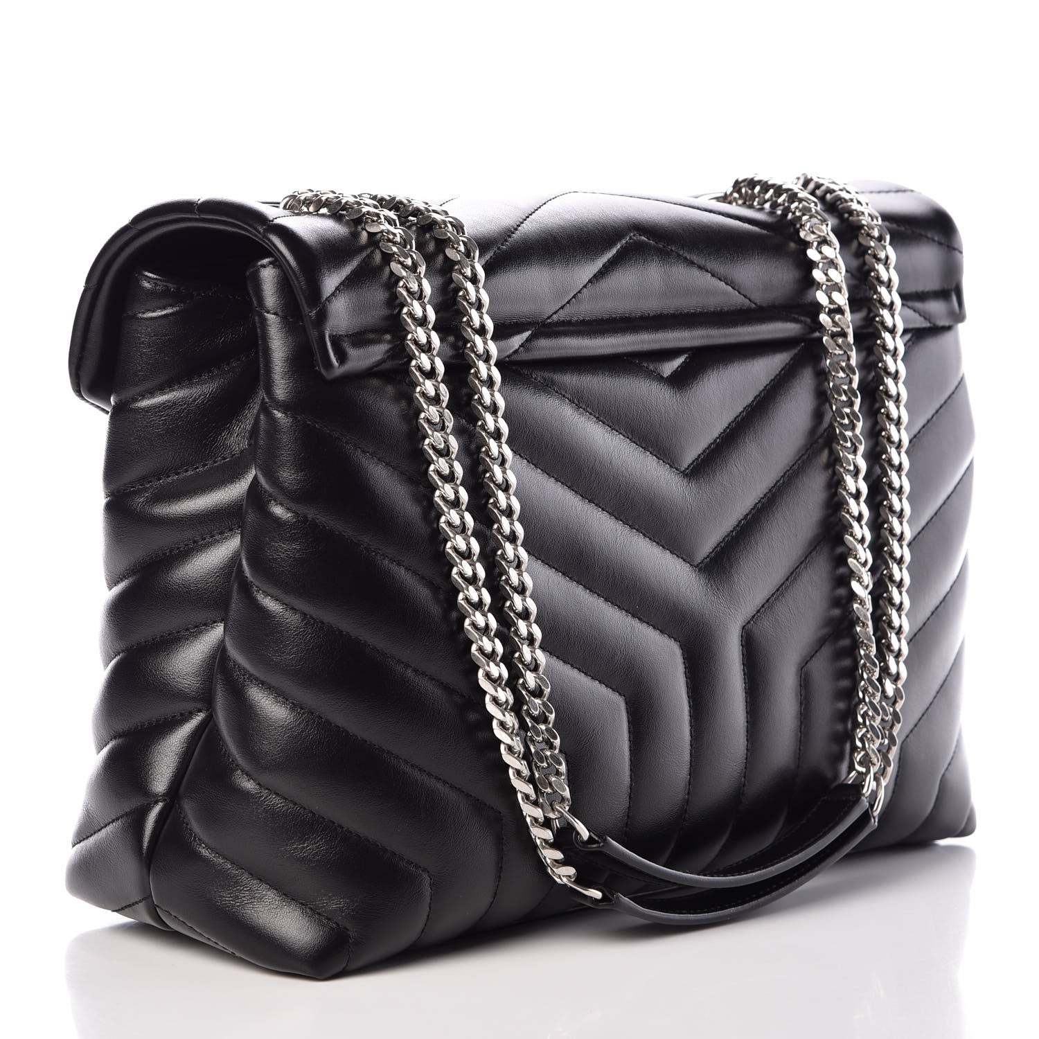 Saint Laurent Calfskin Y Quilted Monogram Medium Loulou Chain Satchel Black 3 of 9