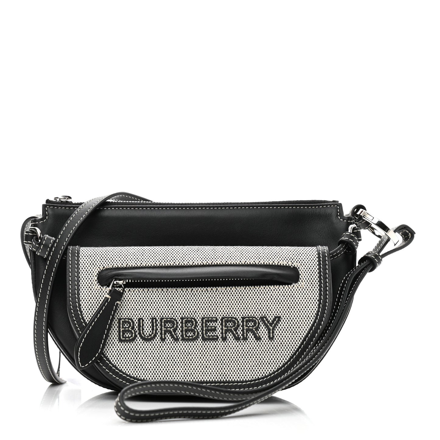 Canvas Horseferry Print Double Olympia Shoulder Bag Black