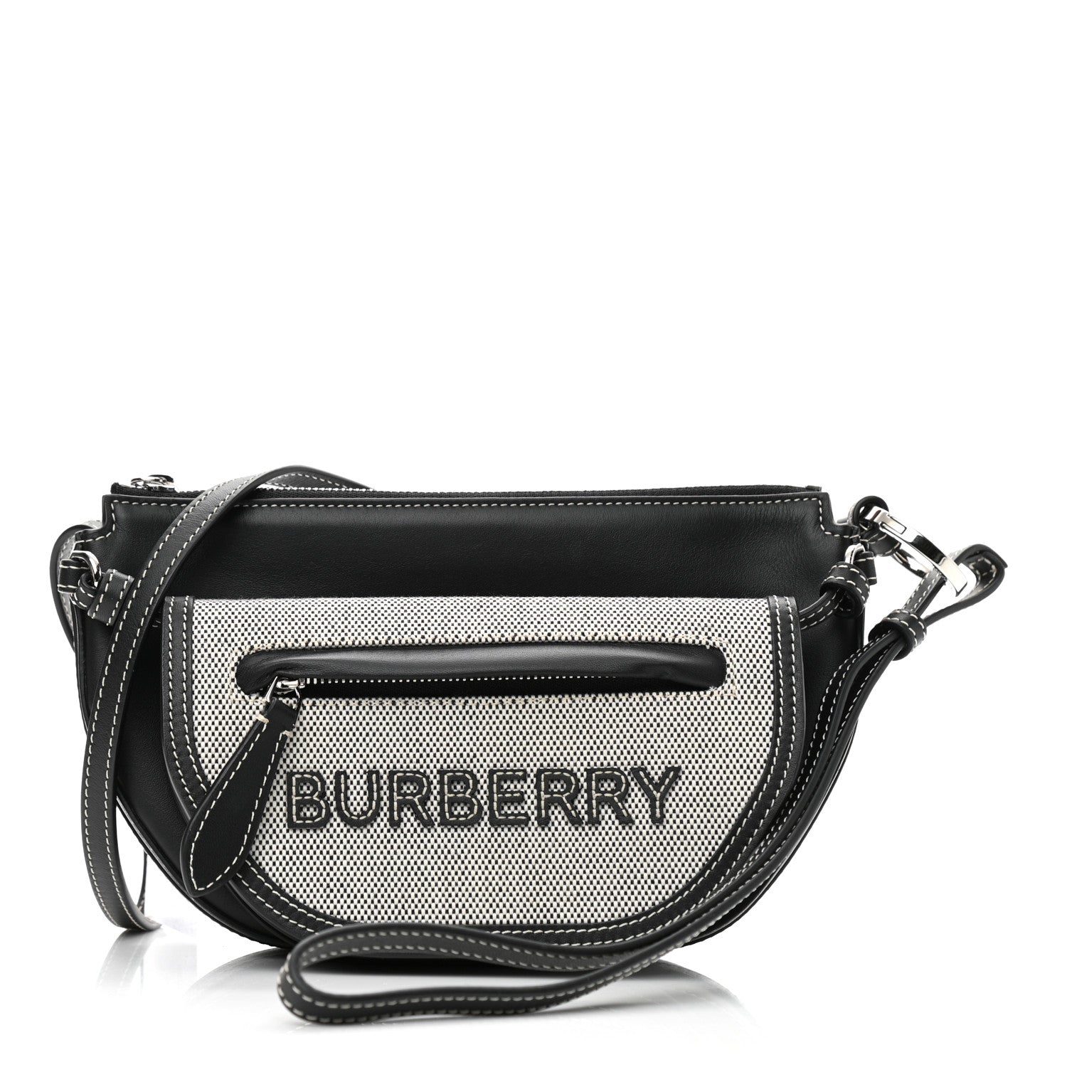 Burberry Canvas Horseferry Print Double Olympia Shoulder Bag Black 1 of 9