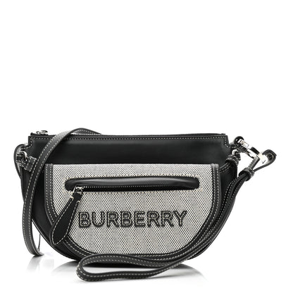 Burberry Canvas Horseferry Print Double Olympia Shoulder Bag Black 1 of 9