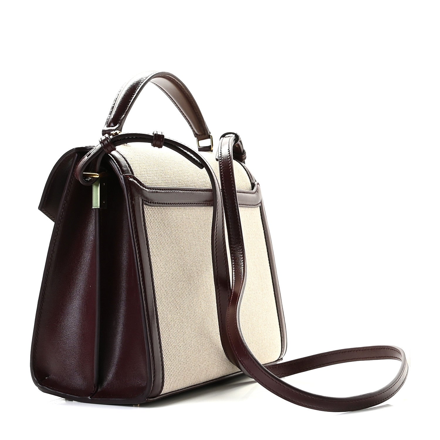 Saint Laurent Canvas Calfskin Medium Classic Monogram Cassandra Top Handle Natural Dark Legion Red 2 of 10