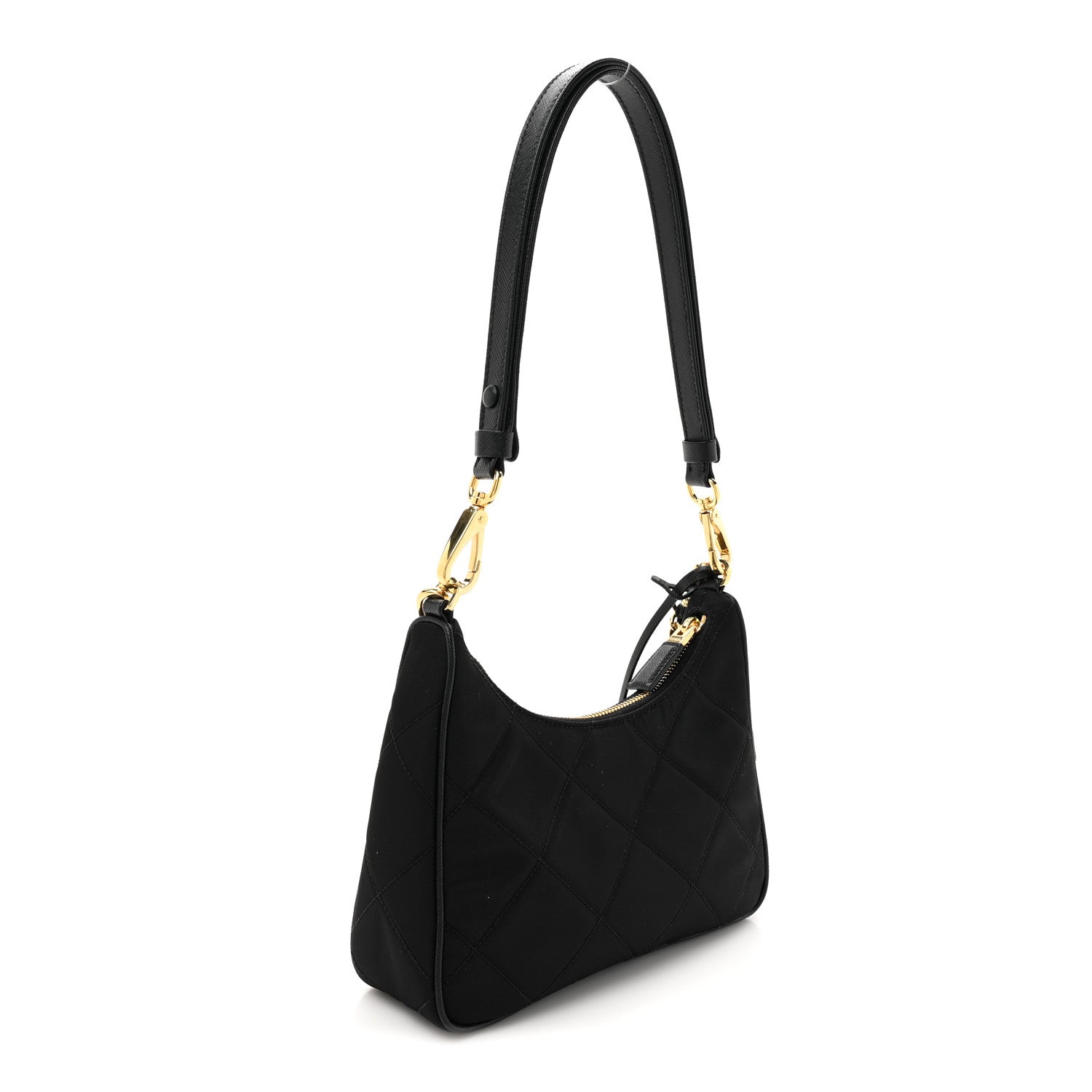 Prada Re-Nylon Saffiano Quilted Mini Re-Edition 1995 Chaine Shoulder Bag Black 3 of 9