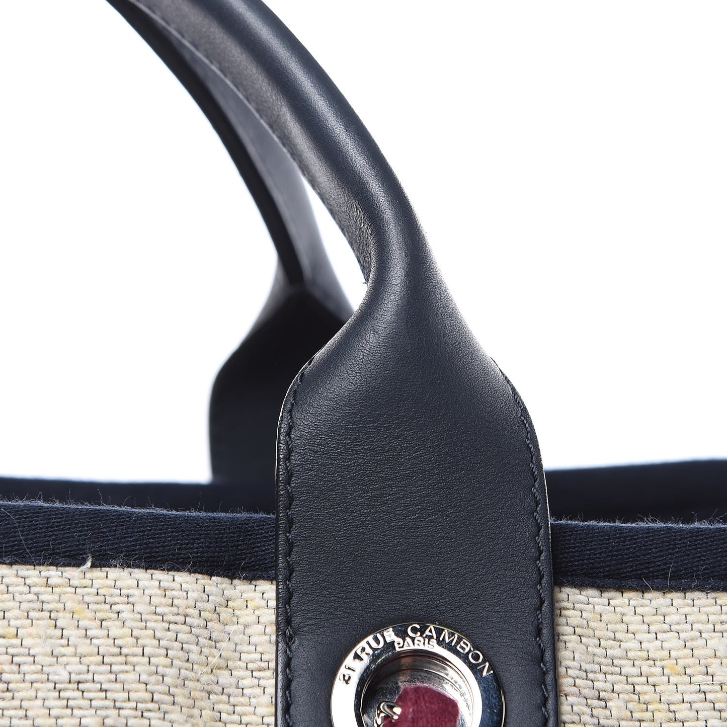 Striped Canvas Medium Deauville Tote Beige