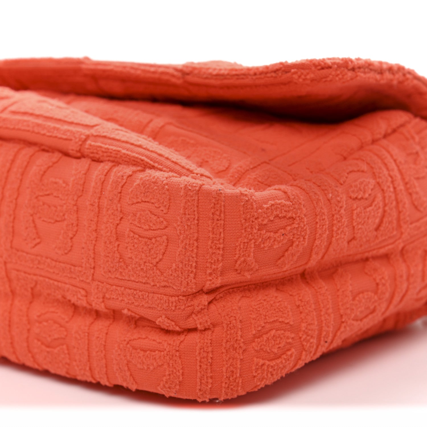 Chanel Terry Cloth CC Medium Single Flap Orange 10 of 12