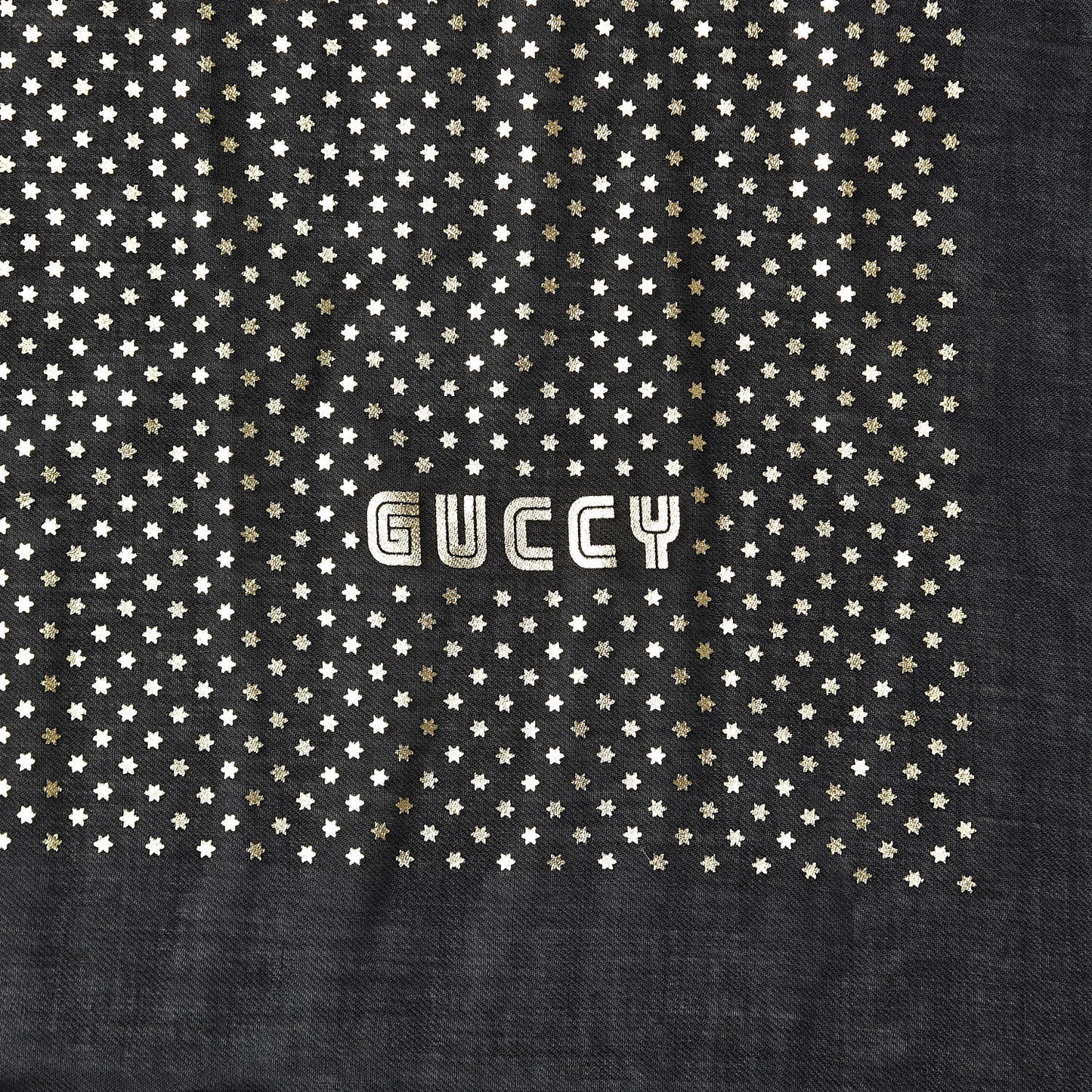 X SEGA Modal Cashmere GUCCY Stars Print Shawl Black Gold