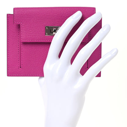 Hermes Chevre Mysore Kelly Pocket Compact Wallet Rose Pourpre 2 of 11