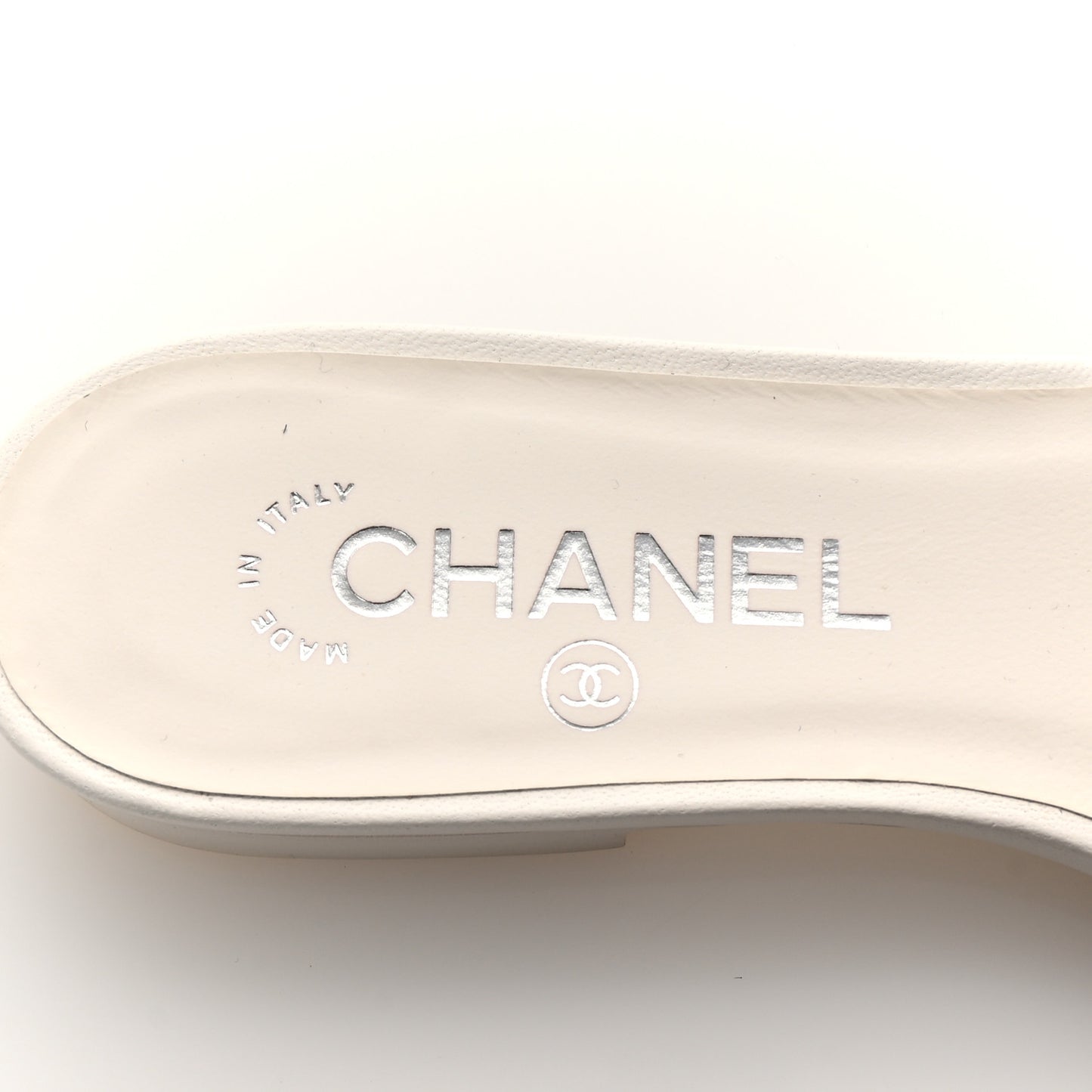 Lambskin Camellia CC Slides 36.5 White
