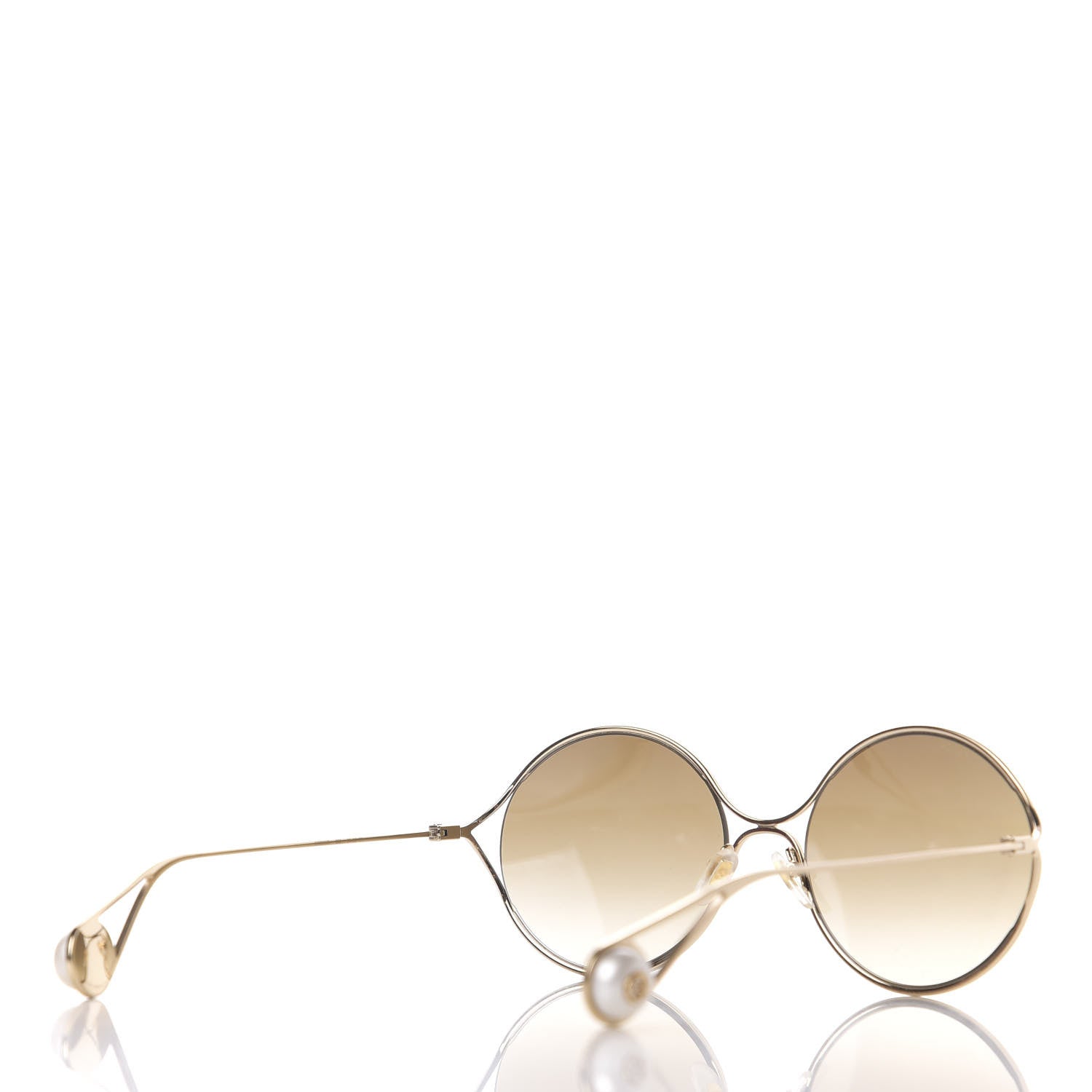 Gucci Round Pearl Tip Sunglasses GG0253S Gold 4 of 8