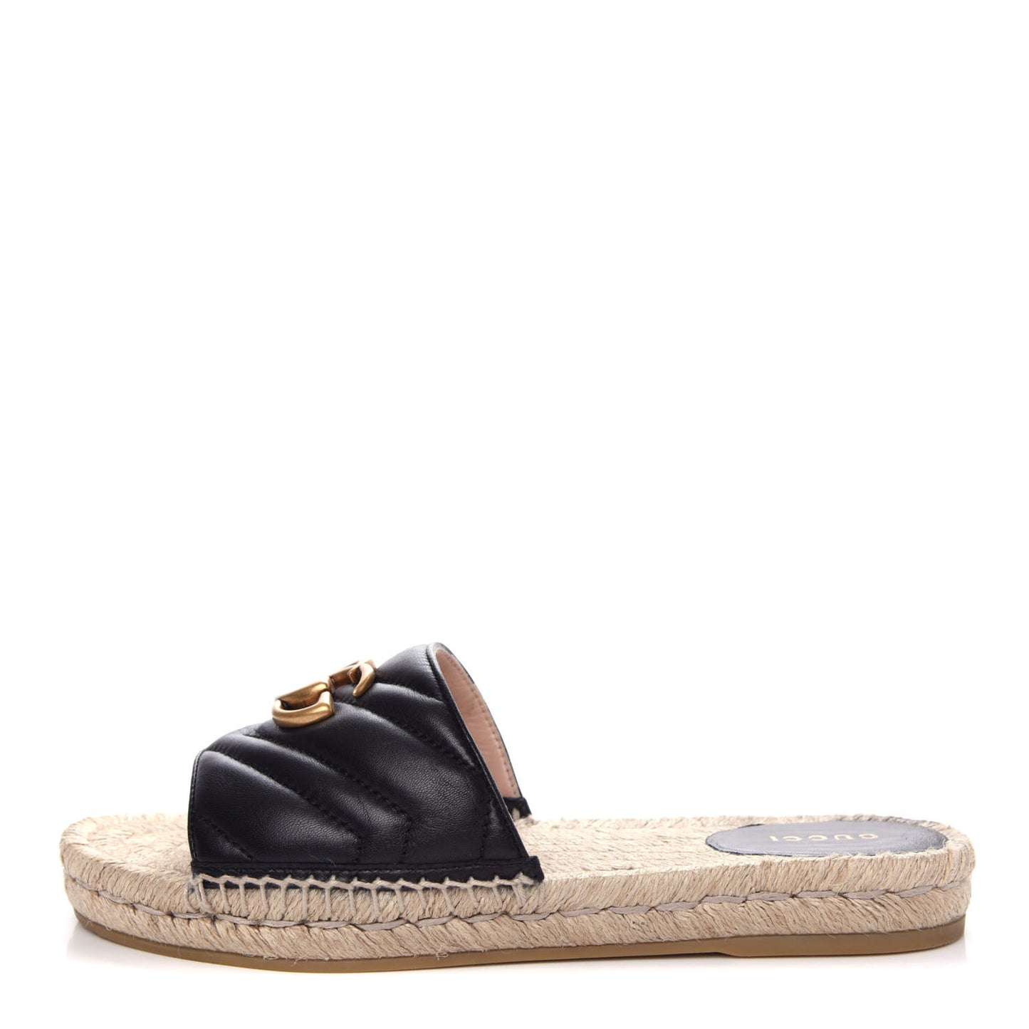 Nappa Matelasse GG Marmont Espadrille Slide Sandals 38 Black