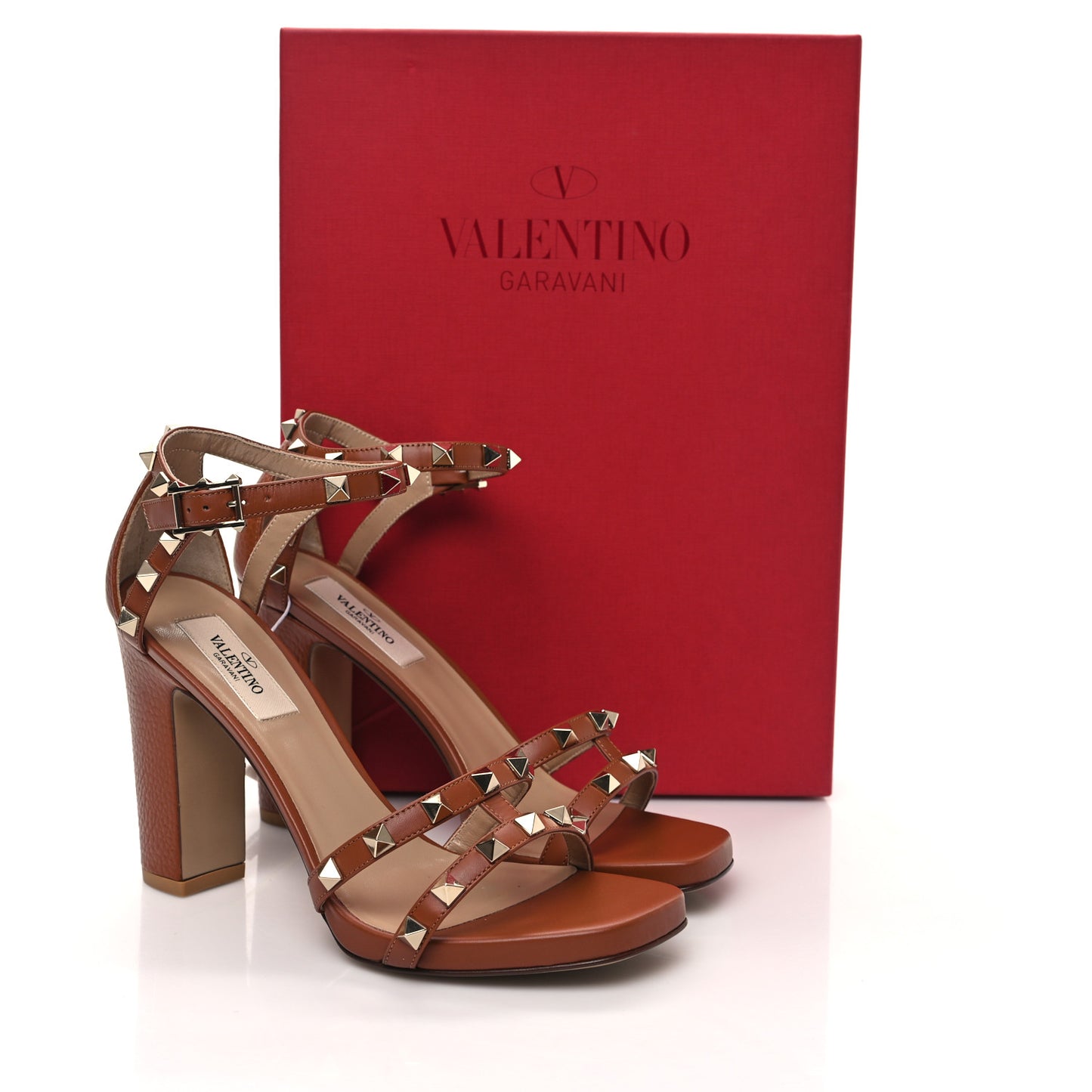 Pebbled Calfskin Rockstud Cross Strap 05/105mm Sandals 36.5 Selleria