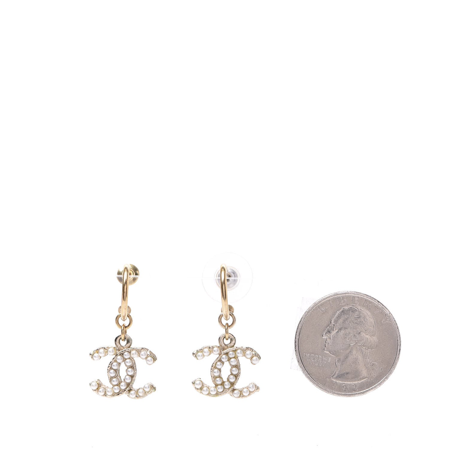 Chanel Pearl CC Dangle Earrings Gold 2 of 4