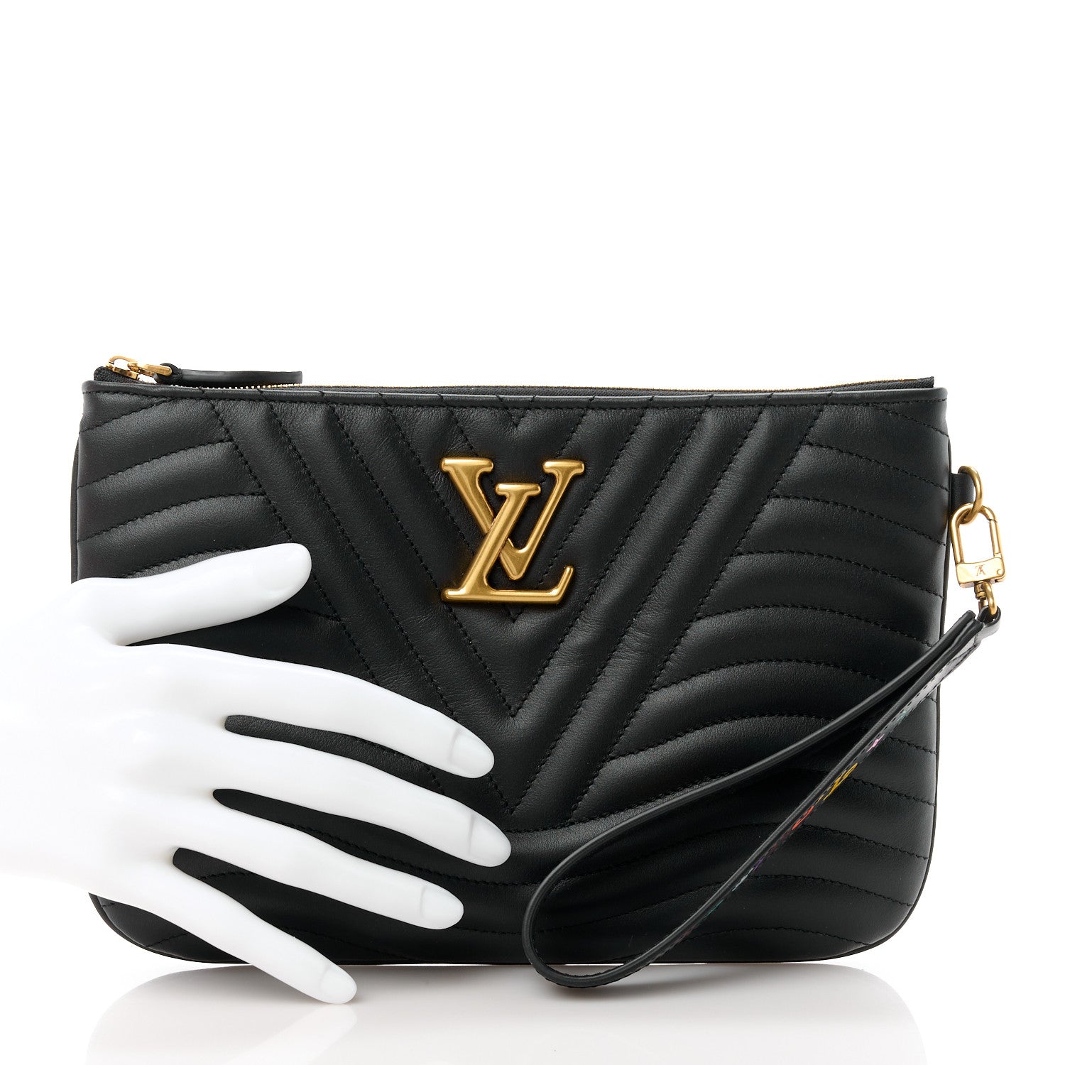 Louis Vuitton Calfskin New Wave Zipped Pochette Black 2 of 12