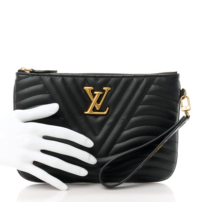 Louis Vuitton Calfskin New Wave Zipped Pochette Black 2 of 12