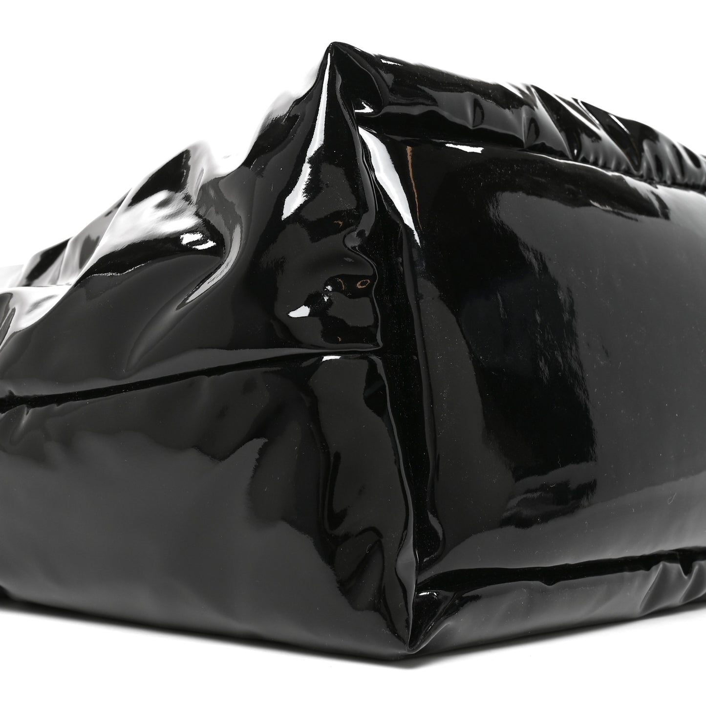 Patent Wide Puffer Maxi Tote Black