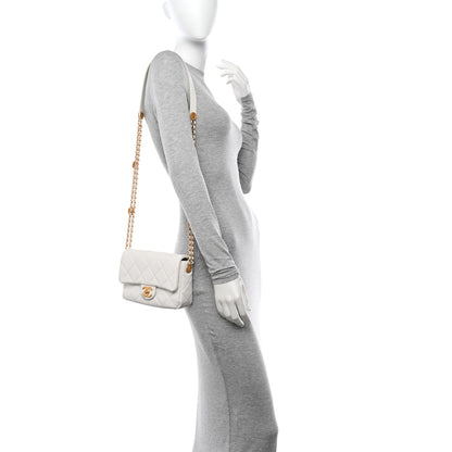 Chanel Caviar Quilted Small Twist Your Buttons Flap White 2 of 11