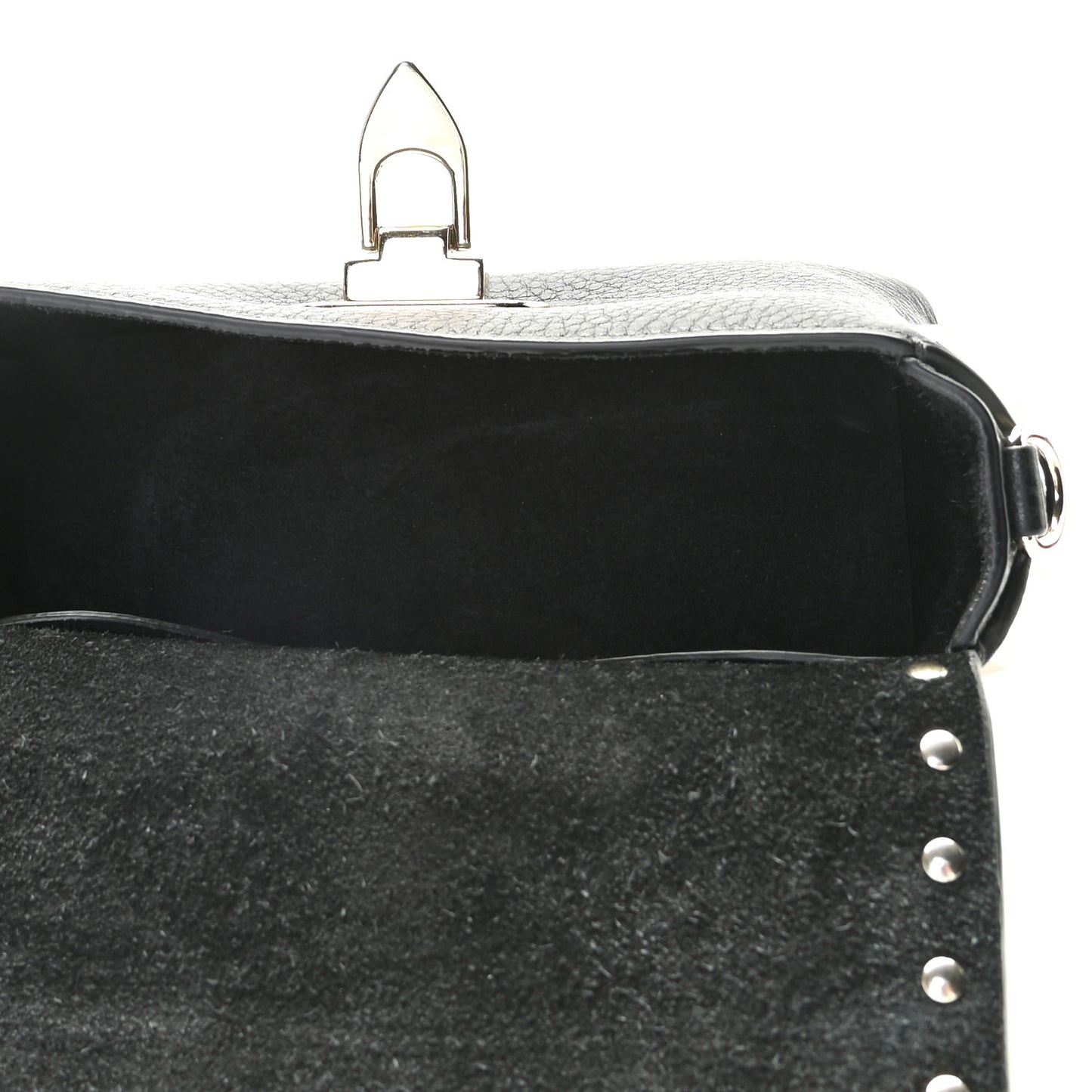 Pebbled Calfskin Mini Rockstud Crossbody Bag Black