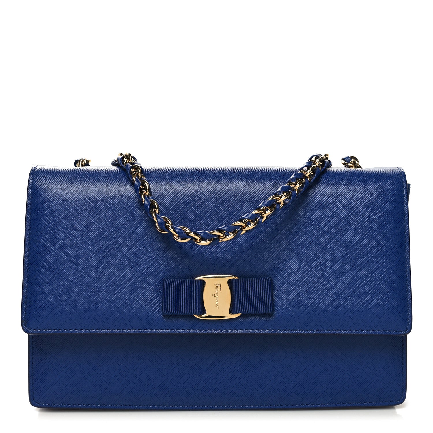 Salvatore Ferragamo Printed Calfskin Ginny Shoulder Bag Blue 1 of 11