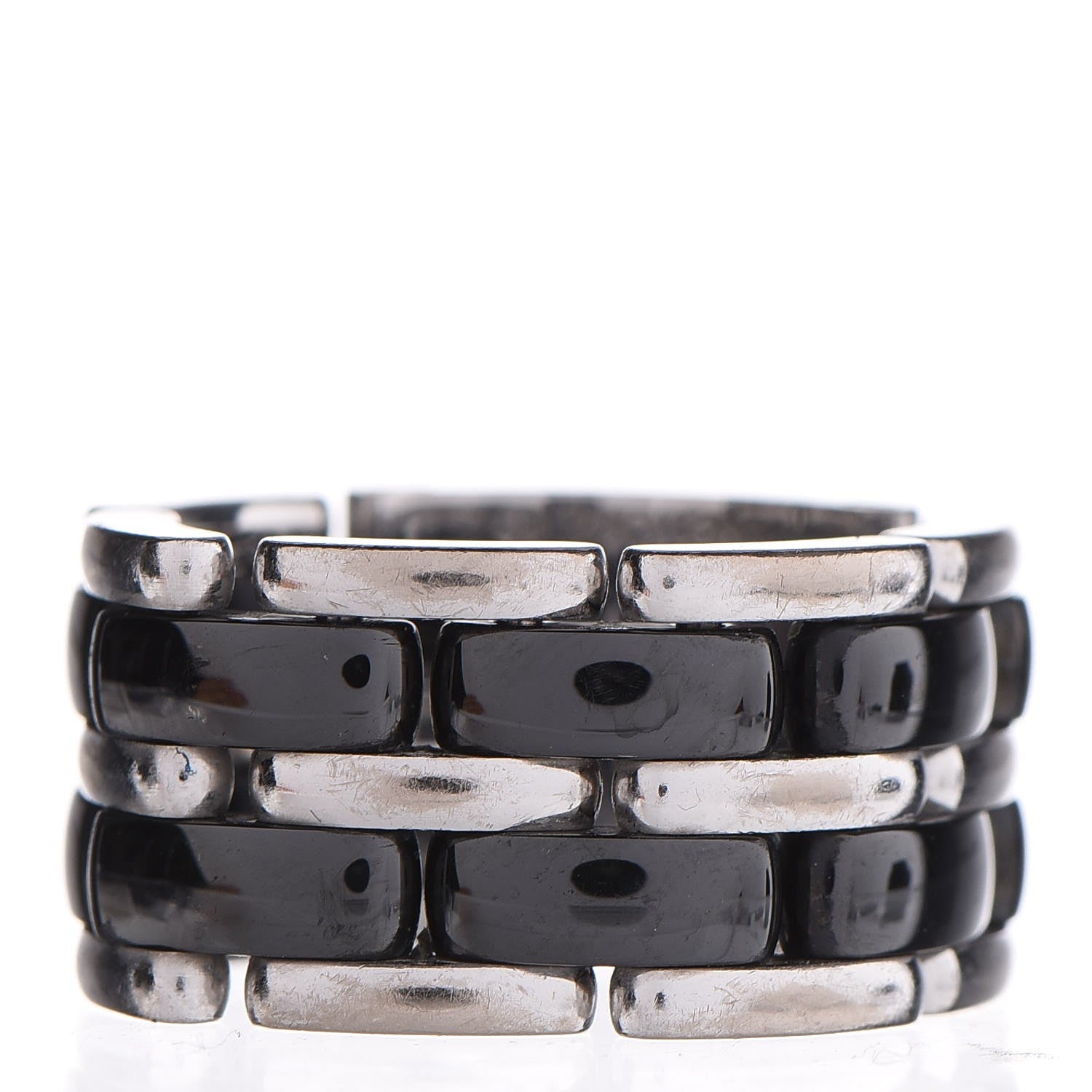 Chanel 18K White Gold Ceramic Large Ultra Ring 56 7.5 Black 3 of 6