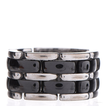 Chanel 18K White Gold Ceramic Large Ultra Ring 56 7.5 Black 3 of 6