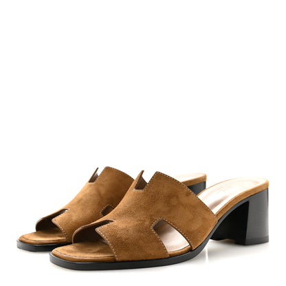 Hermes Suede Goatskin Helia 60 Sandals 41 Brun Fume 4 of 11