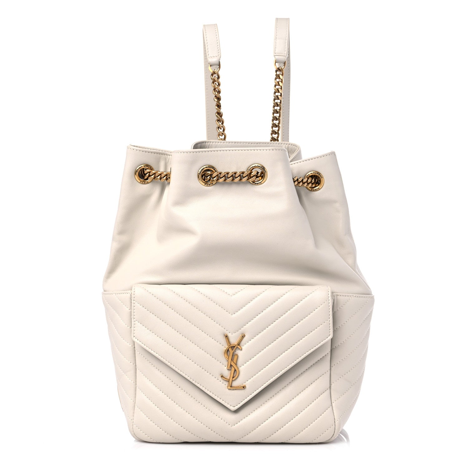Saint Laurent Lambskin Matelasse Monogram Joe Backpack Cream 1 of 10