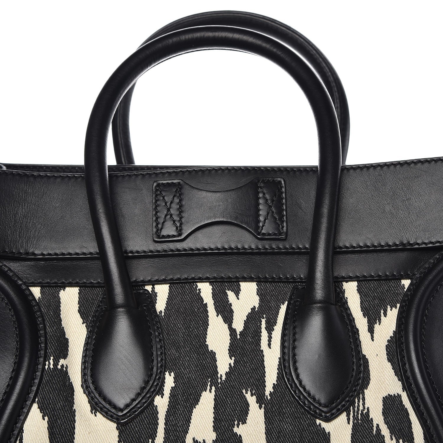 Celine Canvas Smooth Calfskin Leopard Print Mini Luggage Black 8 of 14