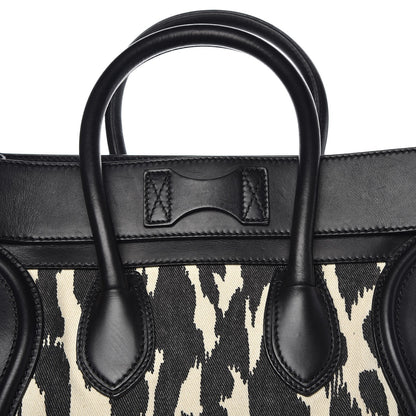 Celine Canvas Smooth Calfskin Leopard Print Mini Luggage Black 8 of 14