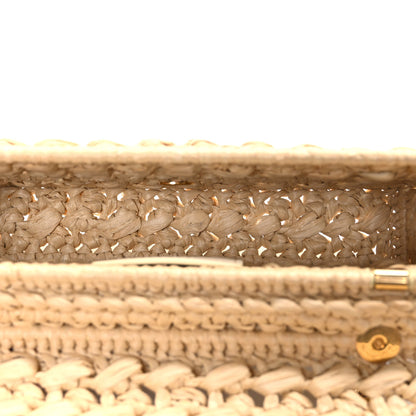 Celine Raffia Effect Claude Chain Shoulder Bag Natural 5 of 9