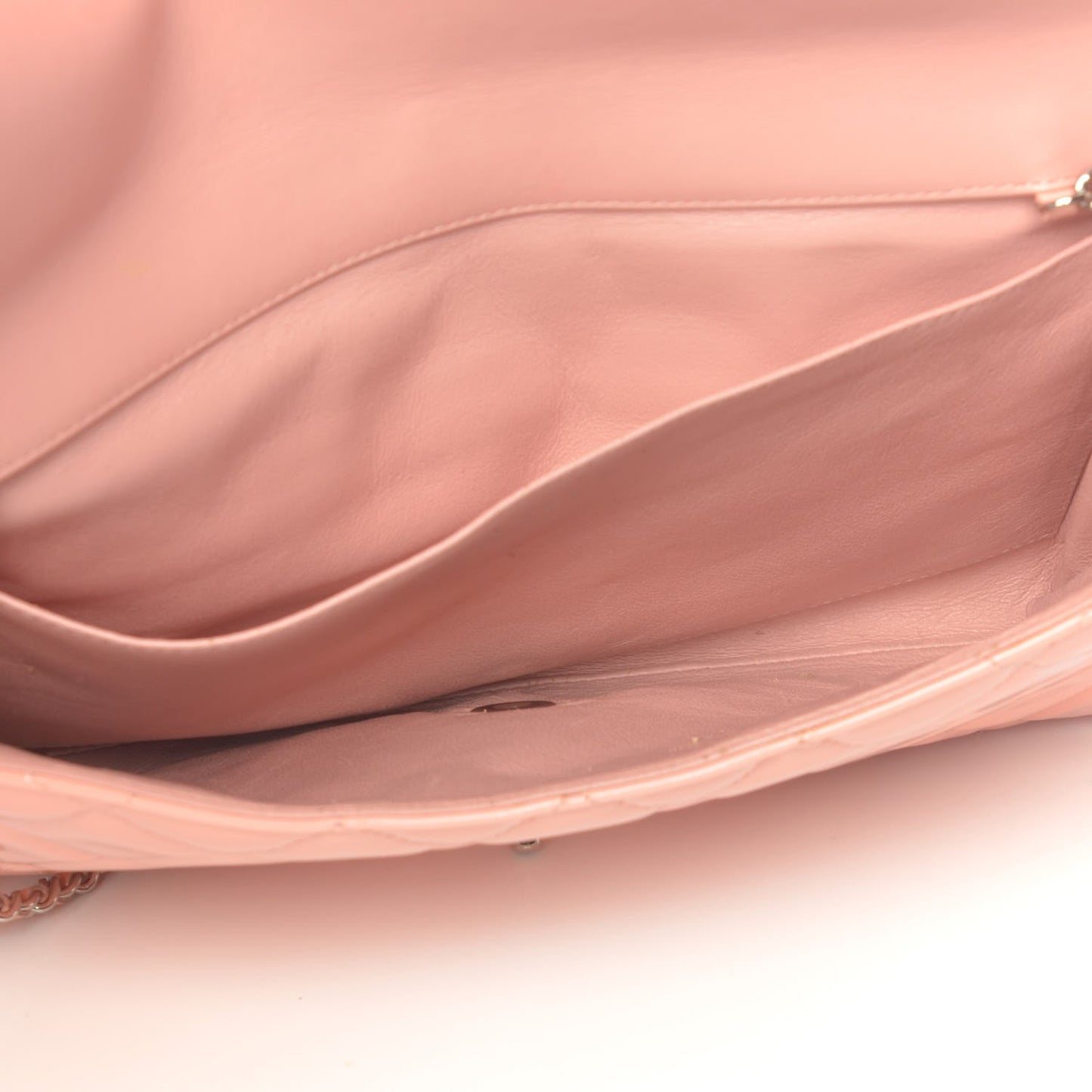 Patent Quilted Clutch With Chain Flap Light Pink
