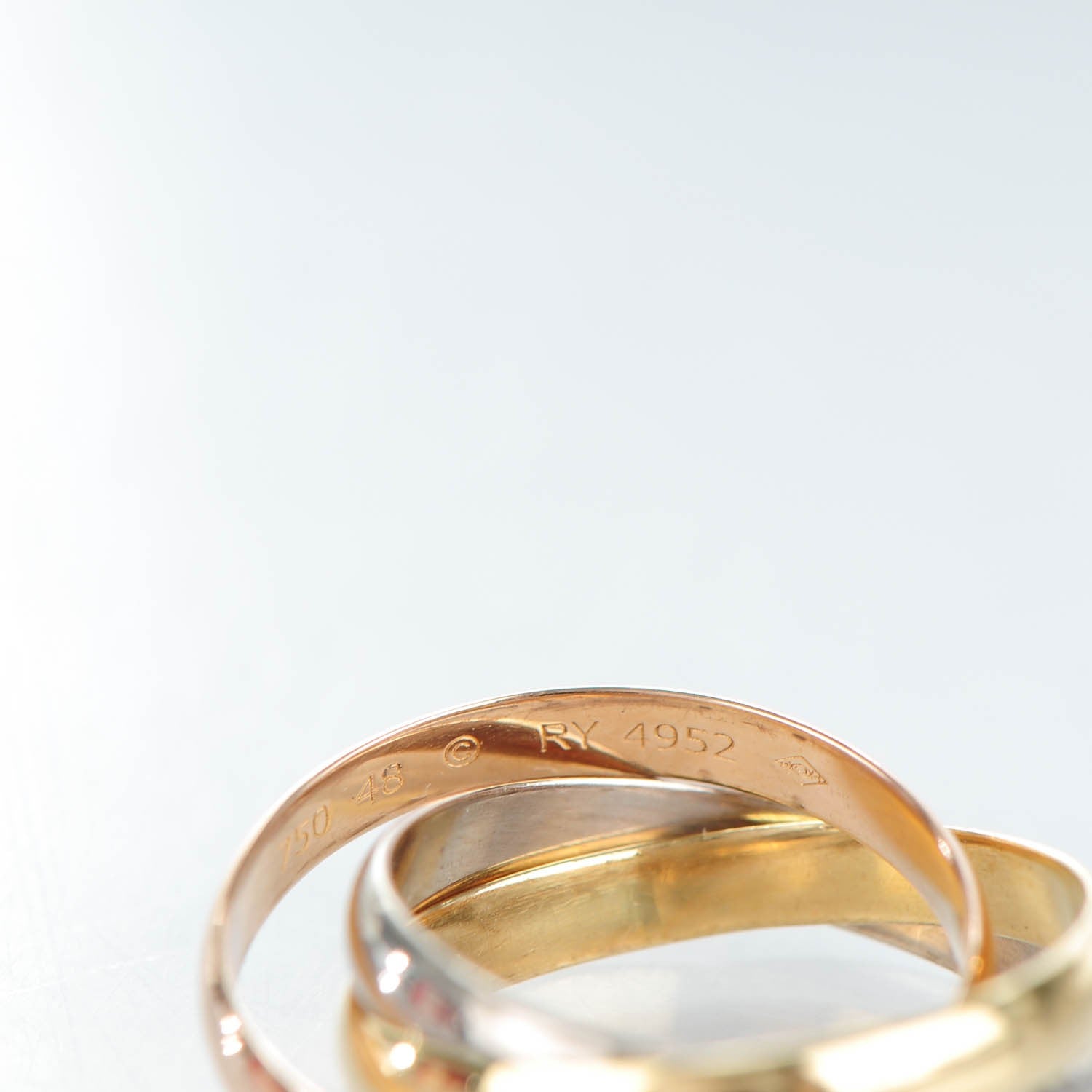 Cartier 18K Pink Yellow White Gold Small Trinity Ring 48 4.5 5 of 6
