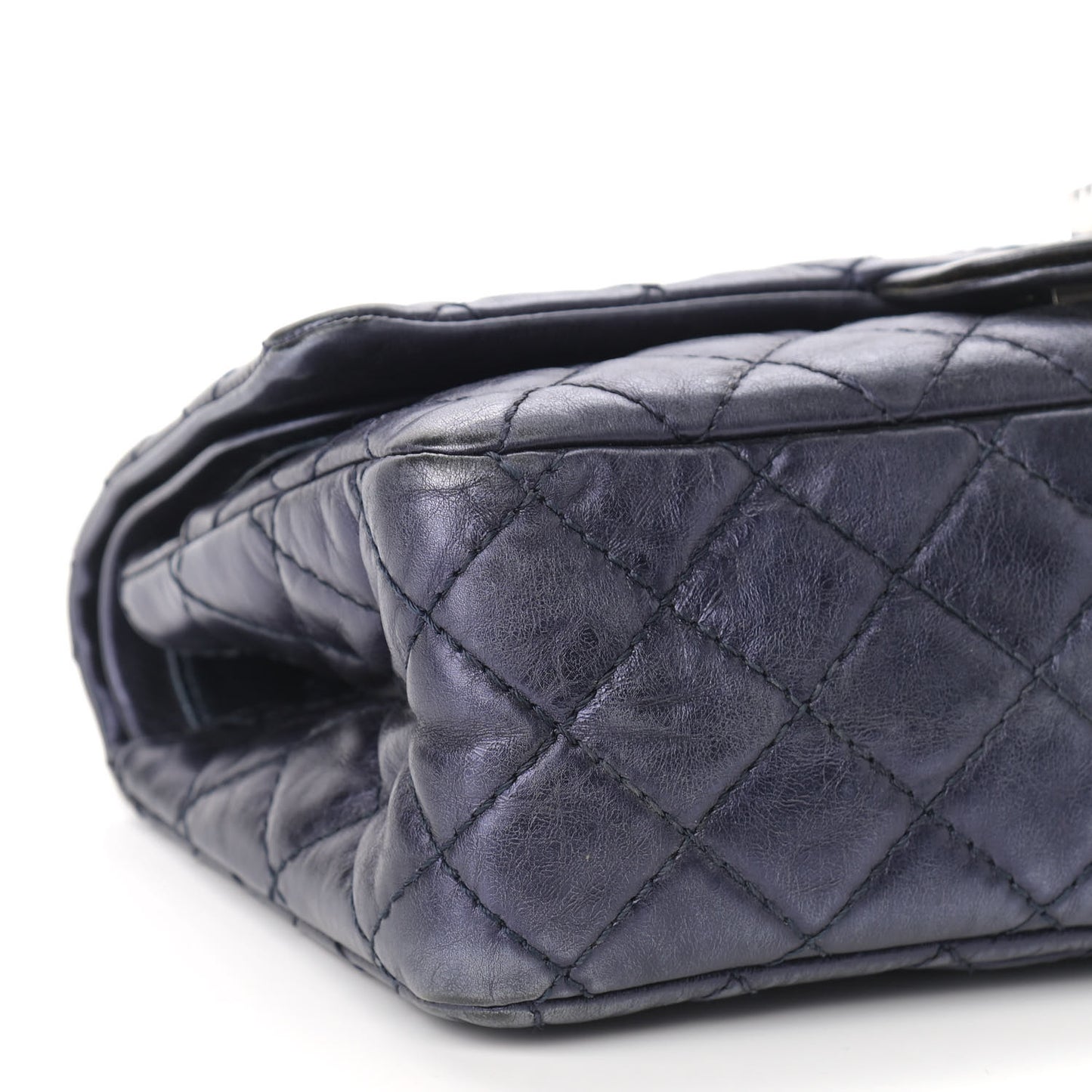Metallic Aged Calfskin Quilted 2.55 Reissue 225 Flap Blue