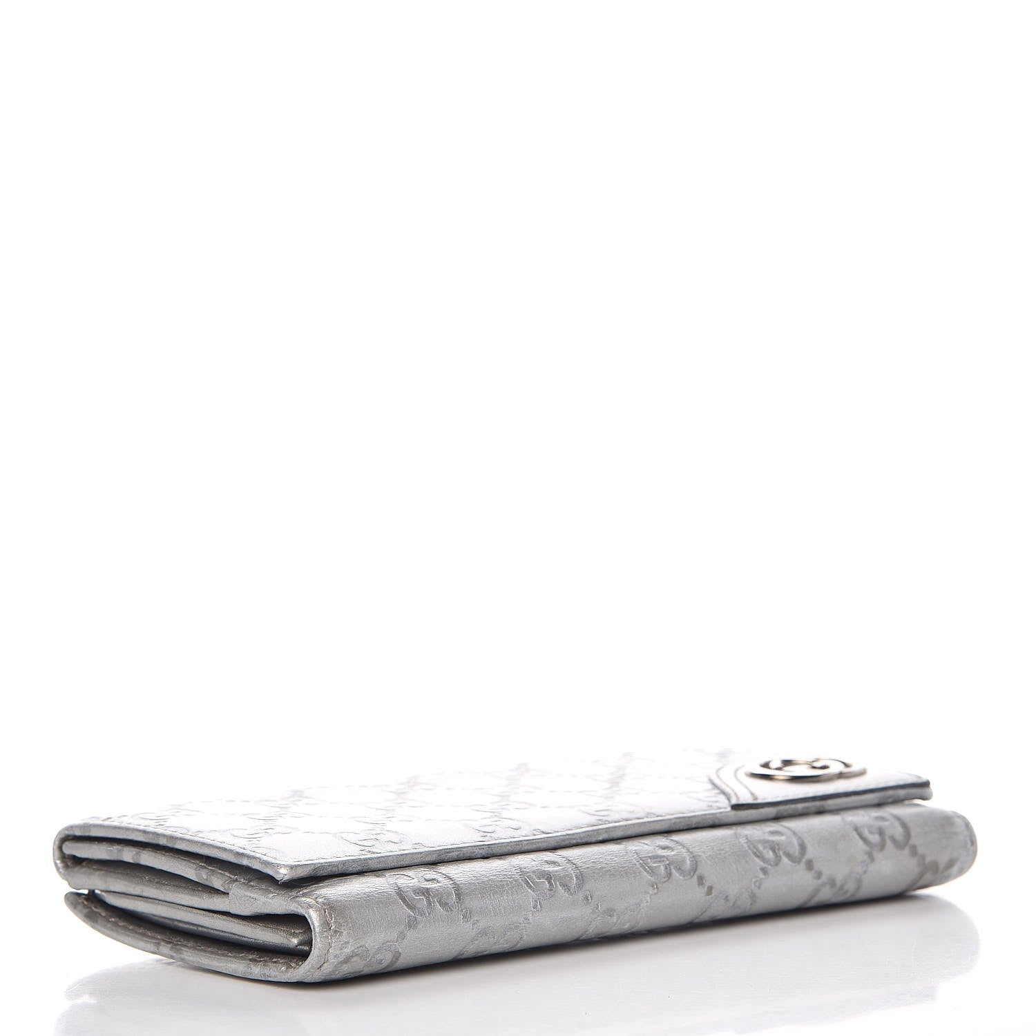 Gucci Guccissima New Britt Continental Snap Wallet Silver 4 of 9